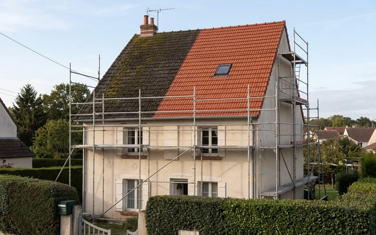 Démoussage de toiture à Mitry-Mory